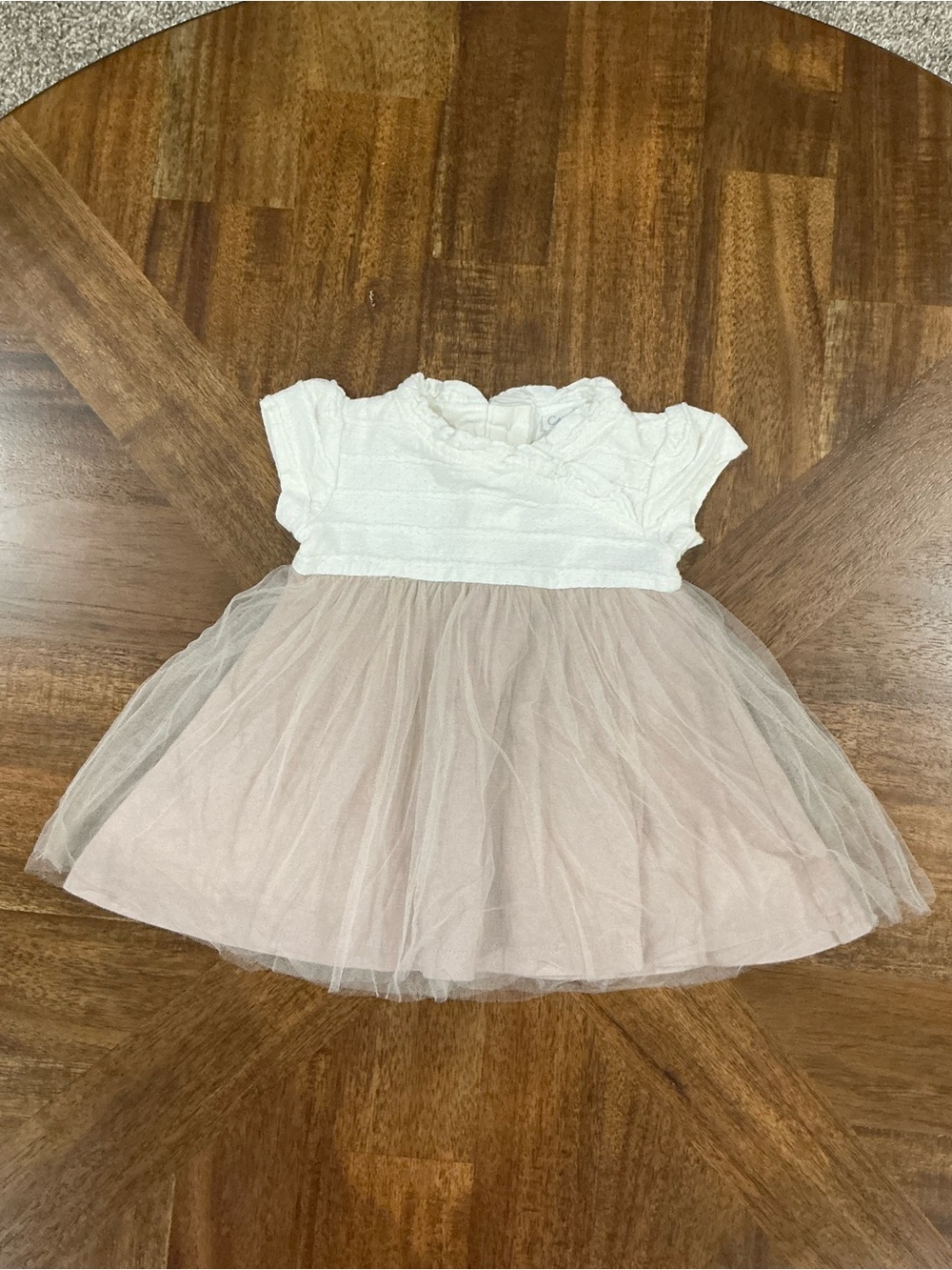 Camilla 3-6 Months White & Tan Tulle Party Dress